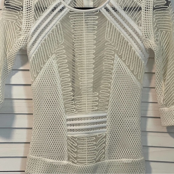 Adorable IRO Ashlyn Embroidered White Cream 3/4 Sleeve Dress Size 34 (US 2) - Picture 4 of 10